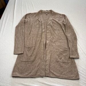 Barefoot Dreams CozyChic Lite Cardigan Small Taupe Open Front Pocket Duster B832